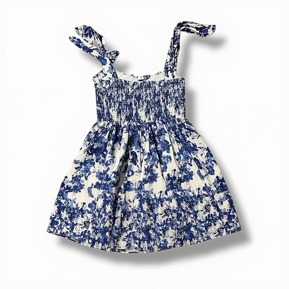 Brand New Women's Blue and White Floral Tie Dress - Picture 3 of 4